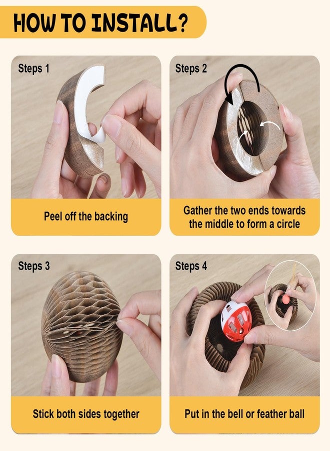 succulentlovers 6 PCS Cardboard Cat Ball Toy with Bell & 3 PCS Cat Feather Ball Toy, Tear-resistant Interactive Cat Toy Set for Indoor Outdoor Playing Chewing Training Chasing and Exercise for Cats Stress Relief - Image 5